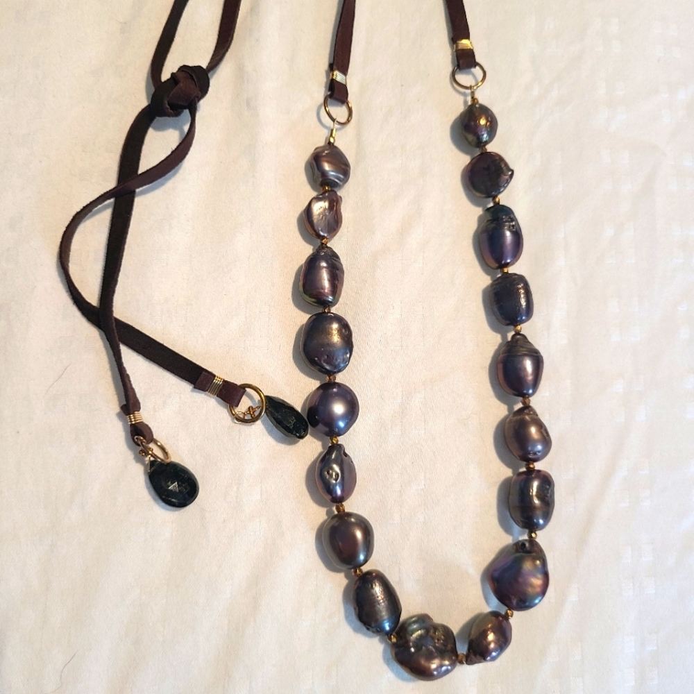Long Free-Form Pearl Necklace